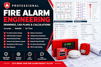 fire alarm system drawings, cad plans and calculations