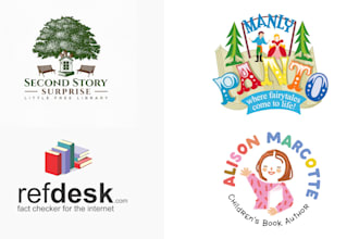 design playful cheerful children book author logo