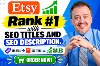 do etsy SEO for etsy listing description, titles and tags to rank shop listing