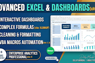 create advanced excel dashboards, formulas