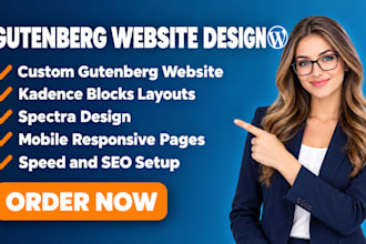build gutenberg wordpress website using kadence blocks, spectra, gutenberg block