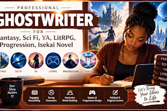 ghostwriter for fantasy, sci fi, ya, litrpg, progression, isekai novel