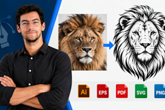 convert image to vector line art, create clean outline svg, eps for printing