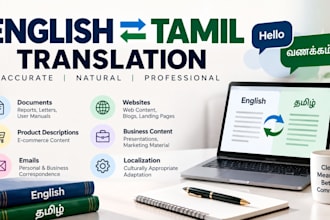 do professional english to tamil translation and QA review