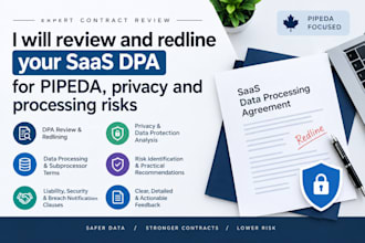 review and redline your saas dpa for pipeda, privacy and processing risks