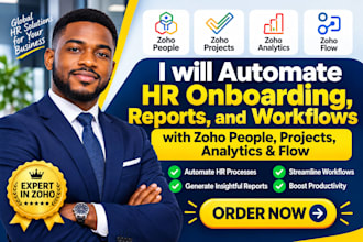 automate HR onboarding, reports, workflows with zoho people, projects, analytics
