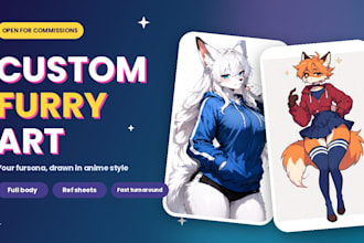 draw custom furry badge furry icon fursona and anthro character
