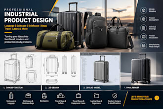 design luggage, briefcase, travel case, equipment box and bag products in 3d cad
