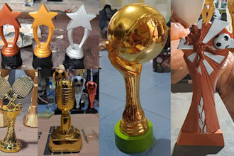 3d print and paint custom trophy award medal cup statues 3d model resin printing
