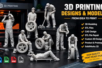 create 3d printing designs, 3d models, stl files and  cad design stl file repair