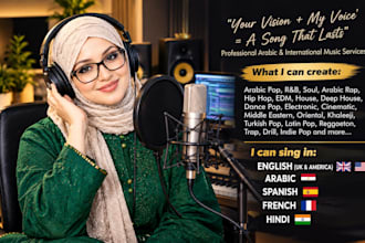 sing arabic pop rnb edm soul rap gulff and middle eastern vocal as female singer