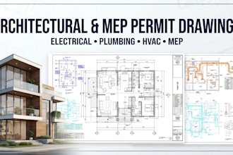 do architectural electrical drawings, mep plans, plumbing, hvac for permit