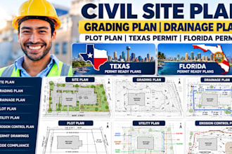 civil site plan grading plan drainage plan plot plan texas permit florida permit