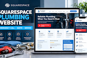 design a squarespace plumbing business website with emergency call buttons