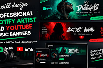 design professional spotify artist and youtube music banners