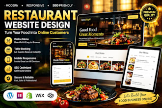 design a restuarant website with online menu, table  booking reservation feature