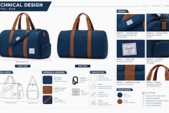 create duffle bag tech pack for gym sports bags with trims, specifications