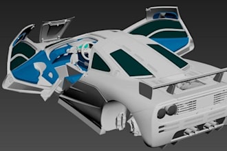 do realistic 3d car model, car model for game, car split part resin 3d printing