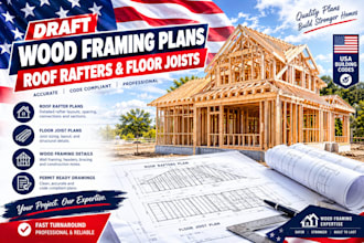 draft wood framing plans roof rafters and floor joists