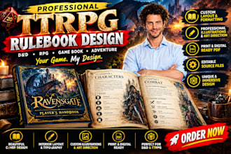design ttrpg layout rpg pdf design d d rulebook  adventure game book formatting