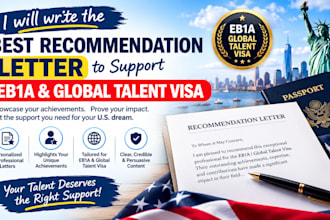 write best recommendation letter to support eb1a global talent visa