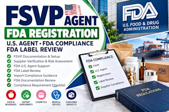 provide fsvp agent, fda registration, US agent and fda label compliance