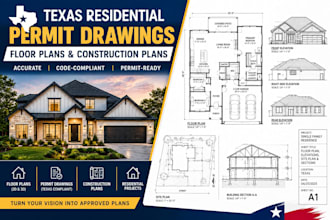 create texas residential permit drawings, floor plans and construction plans