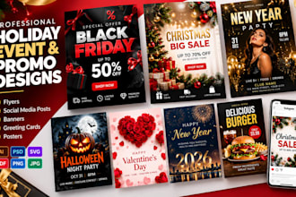 design black friday banners christmas social media posts flyers greeting cards