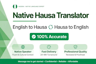 translate english to hausa and hausa to english professionally