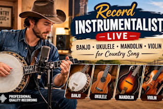 record instrumentalist live banjo ukulele mandolin violin for country song