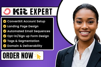 setup convertkit newsletter kit email sequence setup kit landing page kit expert