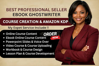 create ebook online course, content creation, elearning course curriculum, ppt