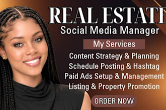 be real estate social media marketing manager for realtor property or hopitality