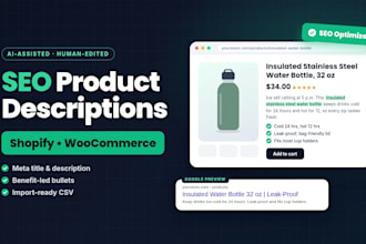 write SEO product descriptions for your shopify or woocommerce store