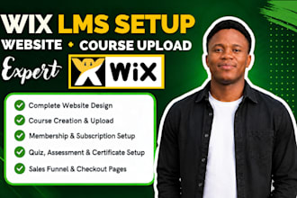 setup wix online course website, wix lms course upload, wix course quizzes wix