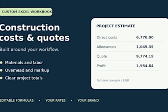 build a construction cost estimate and quote spreadsheet in excel