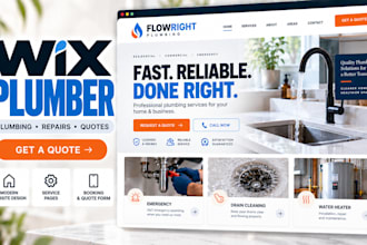 design wix plumber website, plumbing company, repair services and quote form