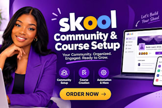 setup skool community, skool course setup, skool community manager, skool upload