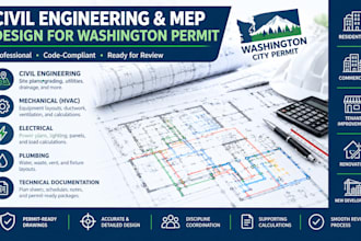 provide civil engineering stamp mep design for washington city permit