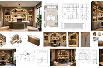 design custom home office built in shelves desk and wall unit 3d cabinet design