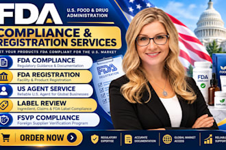 handle fda compliance, fda registration, fsvp , us agent service, label review