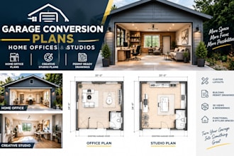 draw garage conversion plans for home offices and studios