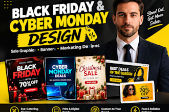 design black friday cyber monday and promotional flyers