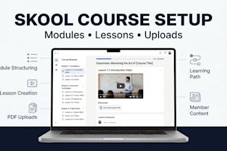 setup your skool classroom and online course with modules and lessons