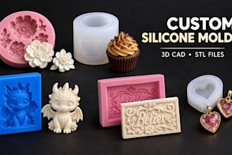 design custom 3d silicone, mold casting and injection mold 3d model print stl