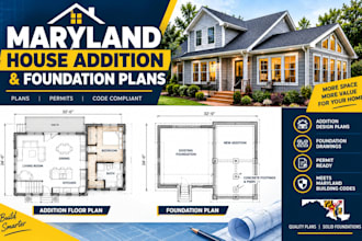 draw maryland house addition and foundation plans