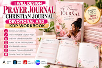 design a prayer journal, christian journal, devotional  journal and KDP workbook