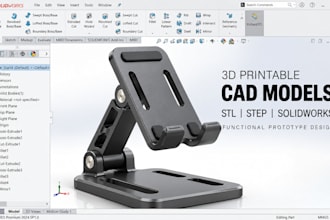 create 3d printable cad models, stl step solidworks functional prototype design