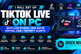 set up tiktok live on PC with live studio obs setup virtual cam tikfinity alerts