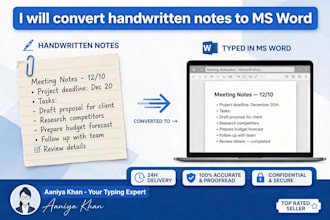 convert handwritten notes to ms word typing and data entry